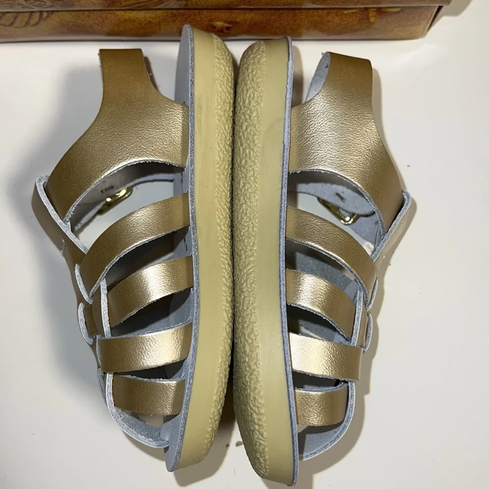 AUTH NIB Salt Water Sandal by Hoy Shoes Sun-San - Sailors GOLD